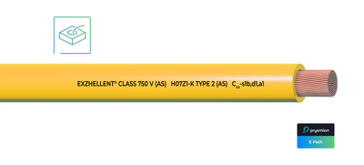 Cable EXZHELLENT Class 750 V (AS) H07Z1-K TYPE 2 (AS) Cca-s1b,d1,a1 1x1 ...