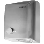 Secamanos BIGFLOW de acero inoxidable con pulsador, referencia 01450.S de la serie Bigflow de NOFER. Acabado satinado