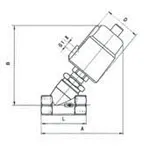 Válvula asiento inclinado, serie de Genebre. Con actuador simple efecto, RG 1/2'