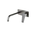 Monomando de lavabo empotrado, serie Kloe metal cepillado de Genebre. Caño 22 cm