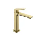 Monomando de lavabo medio alto serie Kloe oro cepillado de Genebre