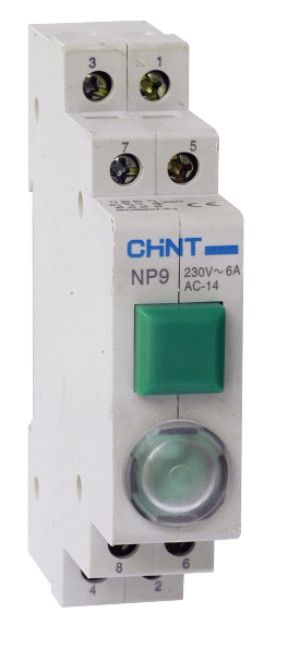 Pulsador con piloto led modular 12Vca 1NA+2NC Verde - CHINT ELECTRIC SL