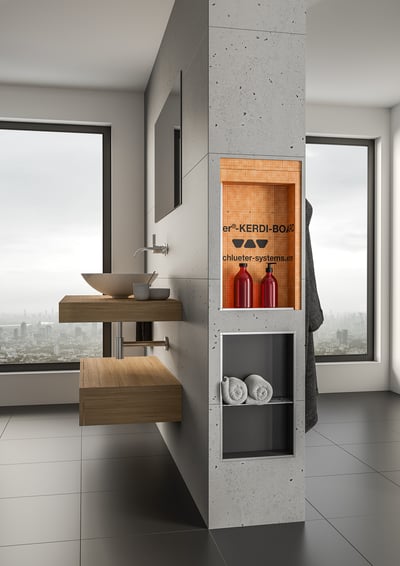 Schlüter-KERDI-BOARD, una solución versátil para construir encimeras y hornacinas con cerámica y piedra natural