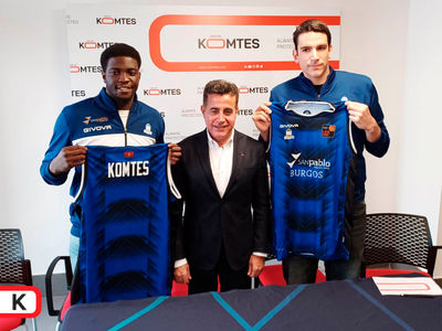 Presentación de los nuevos jugadores de San Pablo Burgos en la sede del Grupo Komtes