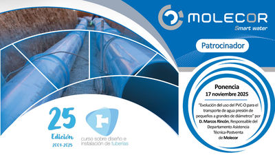 Molecor, protagonista en la XXV Curso de Diseño e Instalación de Tuberías para Transporte de Agua