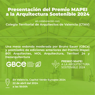 MAPEI anuncia la octava edición del Premio a la Arquitectura Sostenible en Valencia, Capital Verde Europea 2024